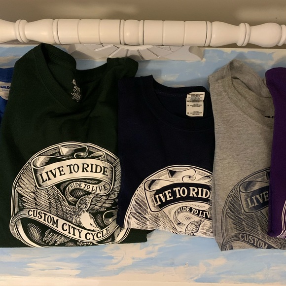 Motorcycle Live To Ride Green Tee - Picture 6 of 7